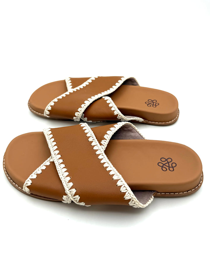 Brown Crossover Strap Sandal - Size 6