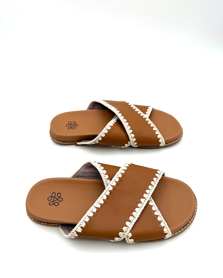 Brown Crossover Strap Sandal - Size 6