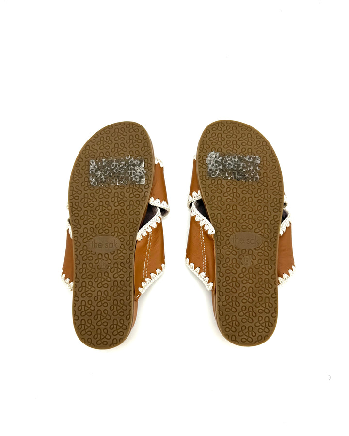 Brown Crossover Strap Sandal - Size 6