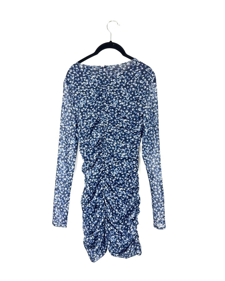 CAMI NYC Blue Floral Mesh Mini Dress- Size 2/4