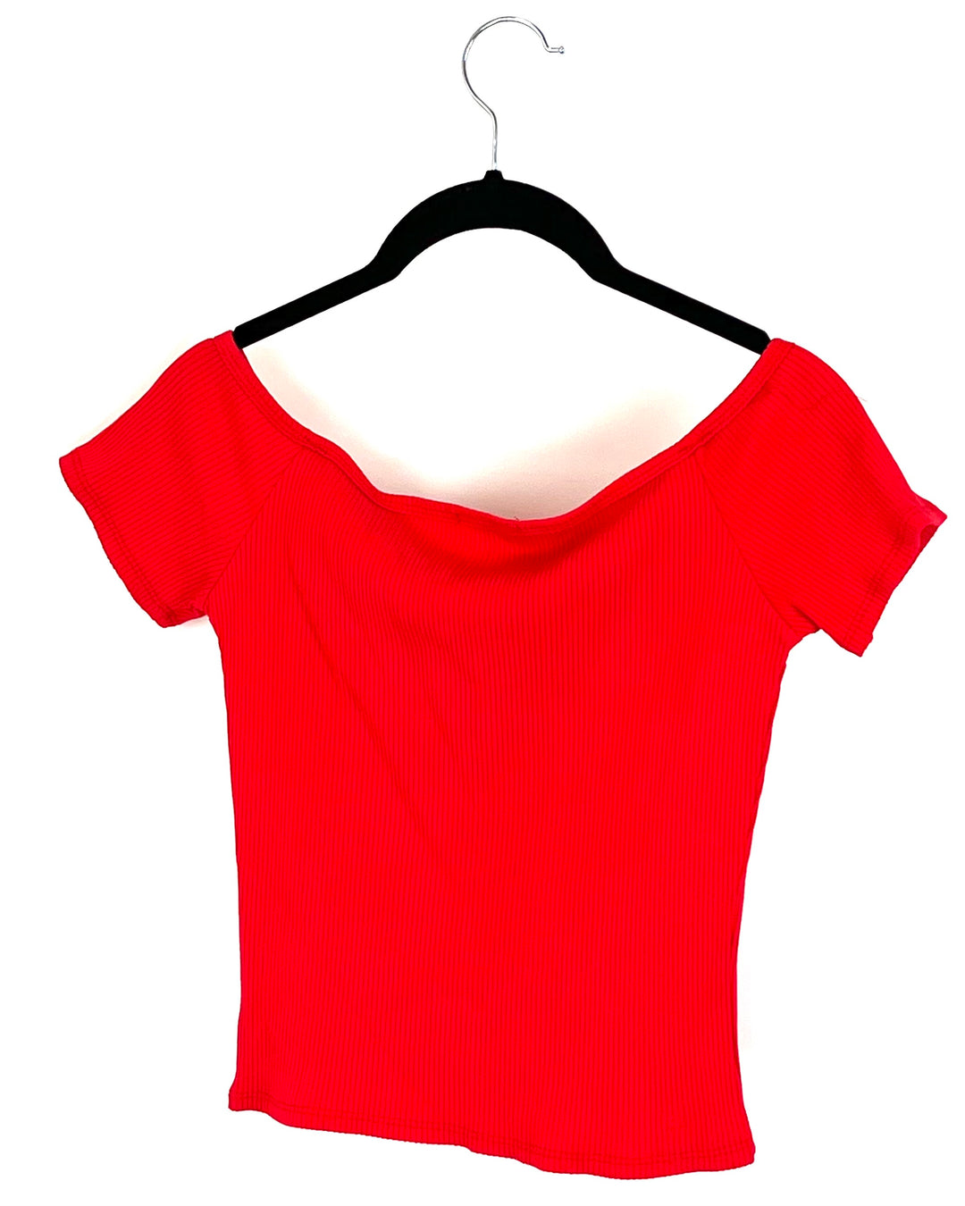 Red Short Sleeve Cropped Top - Size 0/2