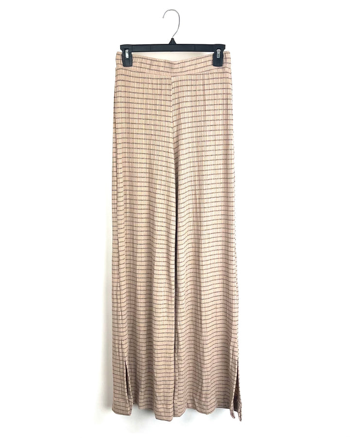 Tan Striped Flowy Lounge Pants - Size 4/6
