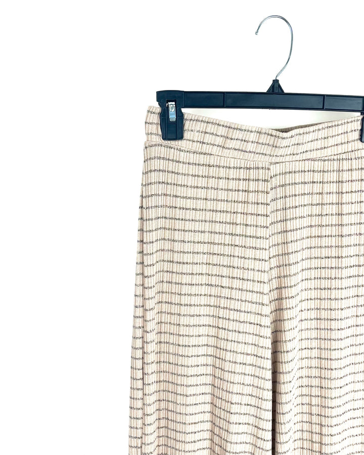 Tan Striped Flowy Lounge Pants - Size 4/6