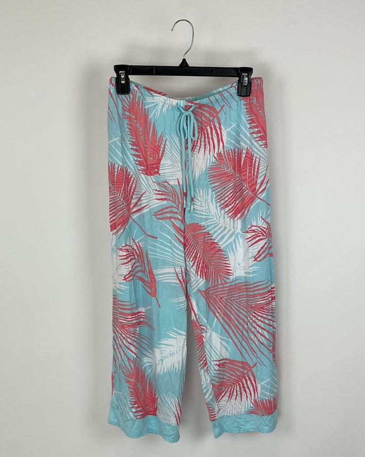Pink and Blue Floral Print Pajama Pants - Size 2/4