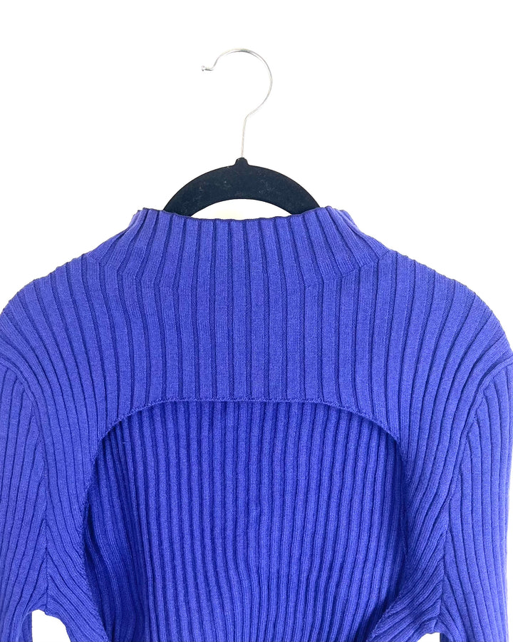 Royal Blue Knit Tank and Sweater Set - Small