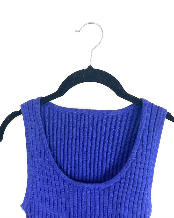 Royal Blue Knit Tank and Sweater Set - Small