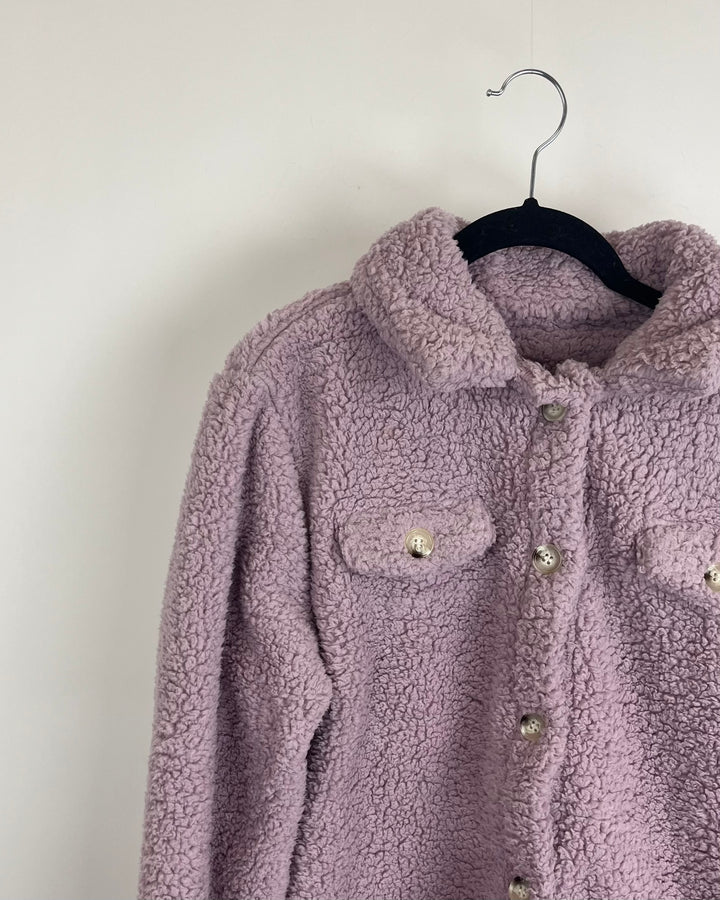Pale Purple Sherpa Fleece Jacket - Size 4/6