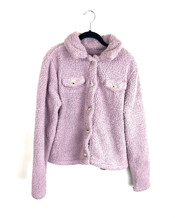 Pale Purple Sherpa Fleece Jacket - Size 4/6