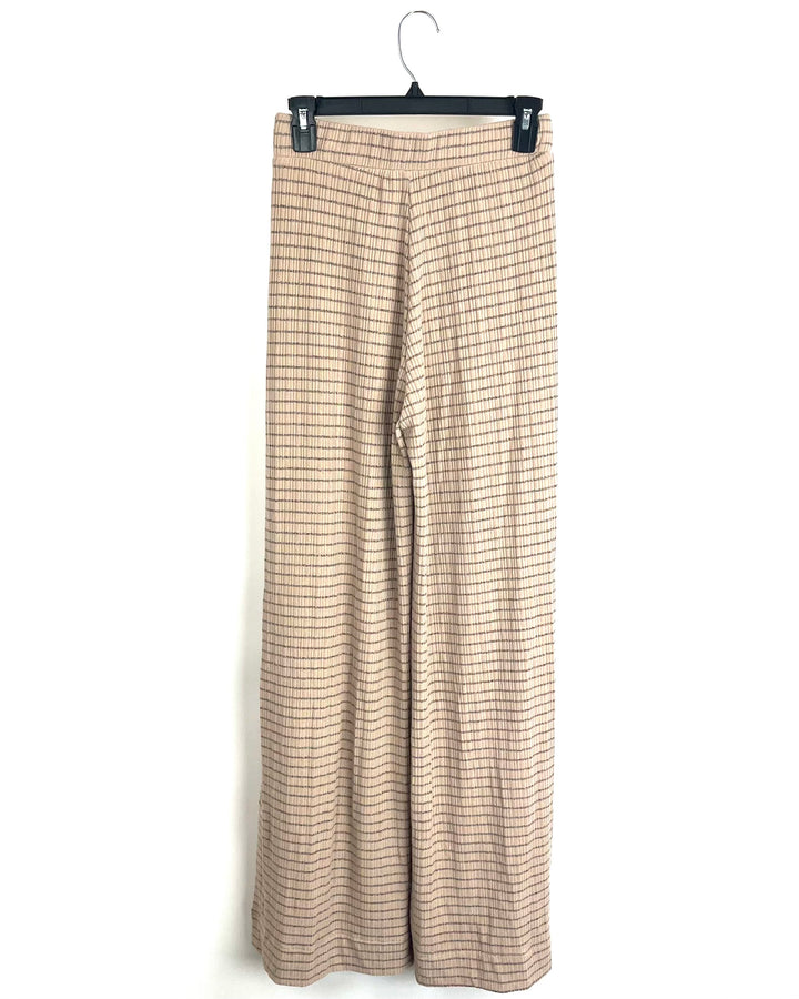 Tan Striped Flowy Lounge Pants - Size 4/6