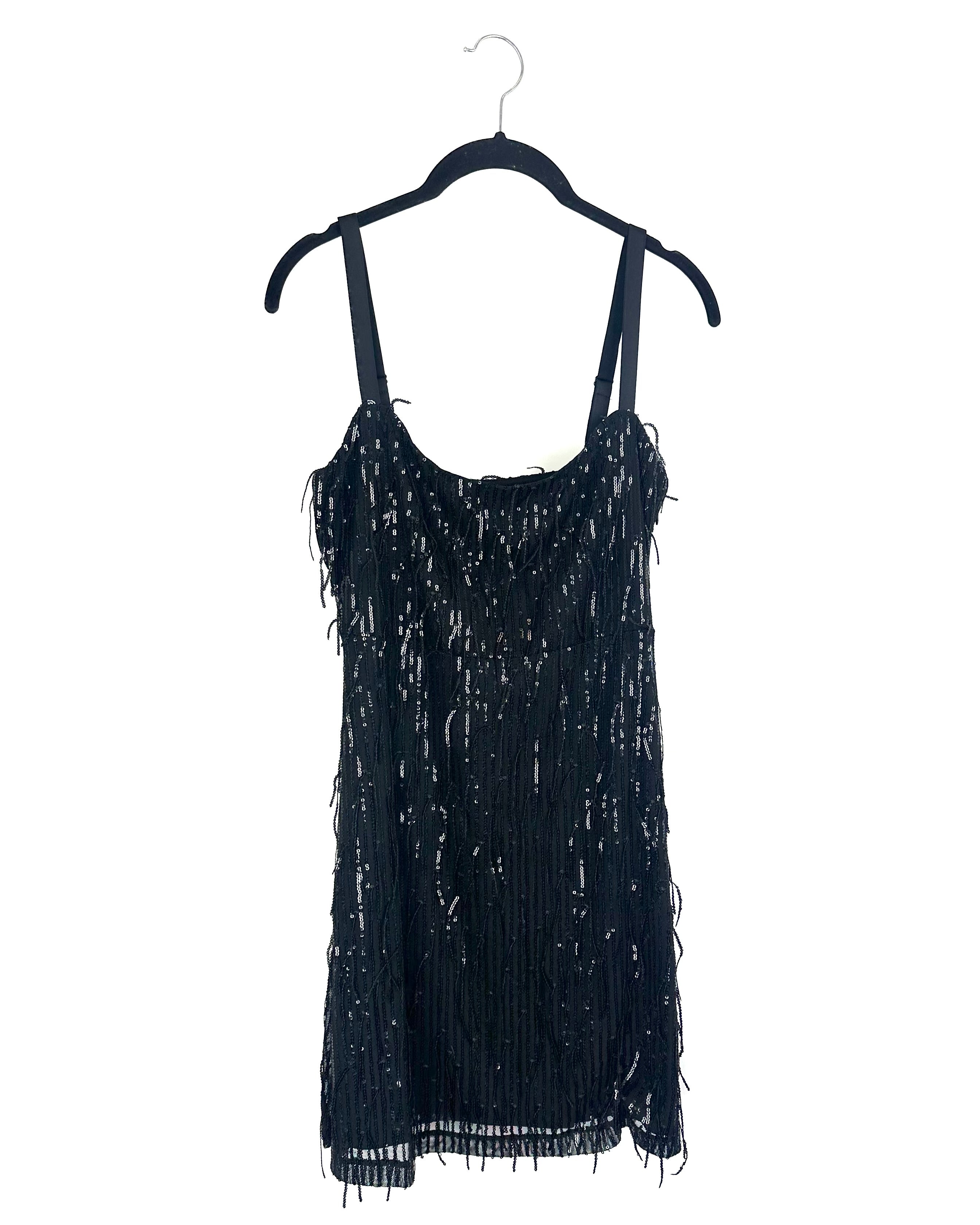 Black Sequin Fringe Dress Black Sequin Fringe Dress