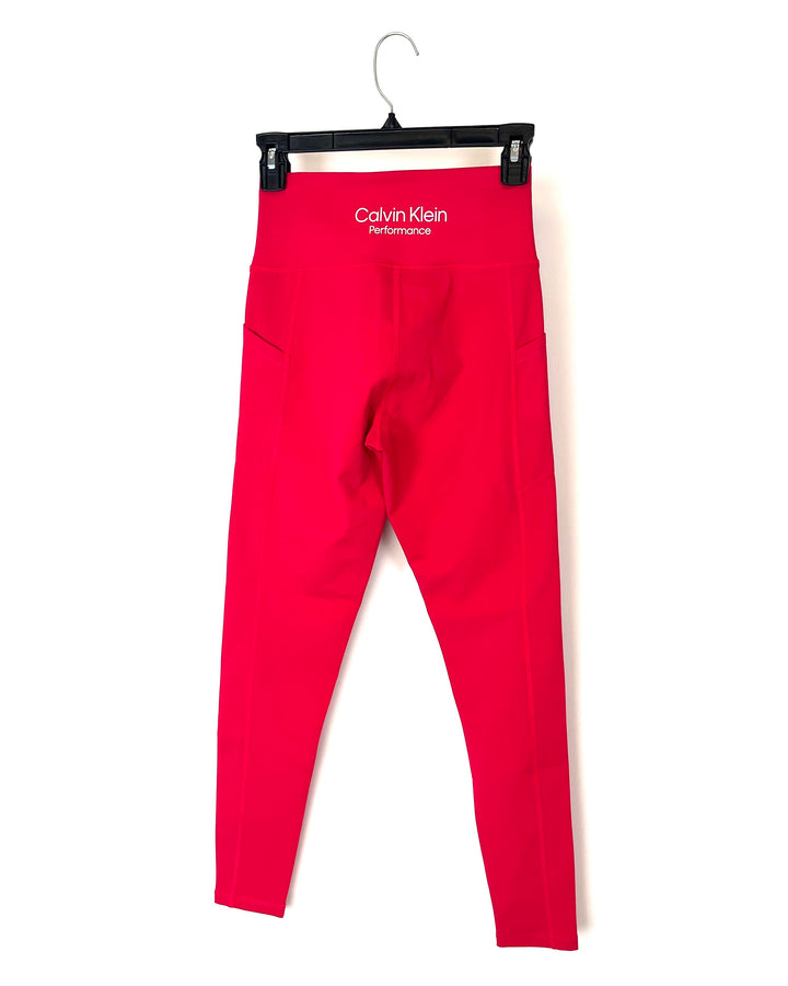 Hot Pink Activewear Leggings With Pockets - Small