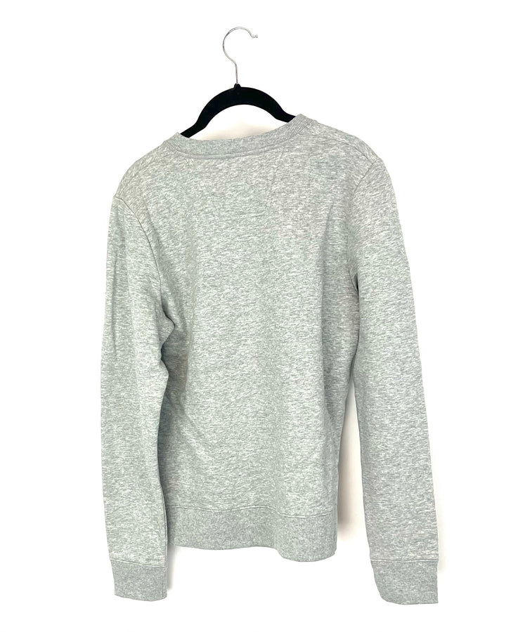 Solid Grey Crewneck Sweatshirt With Logo - Small