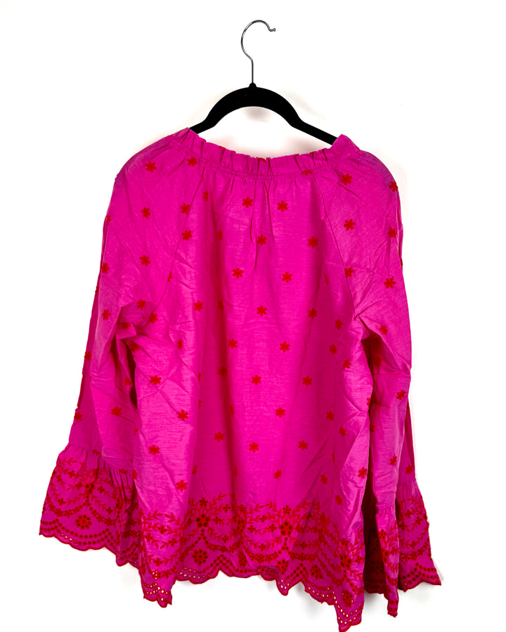Fuchsia Floral Embroidered Tunic Top - Size 6/8