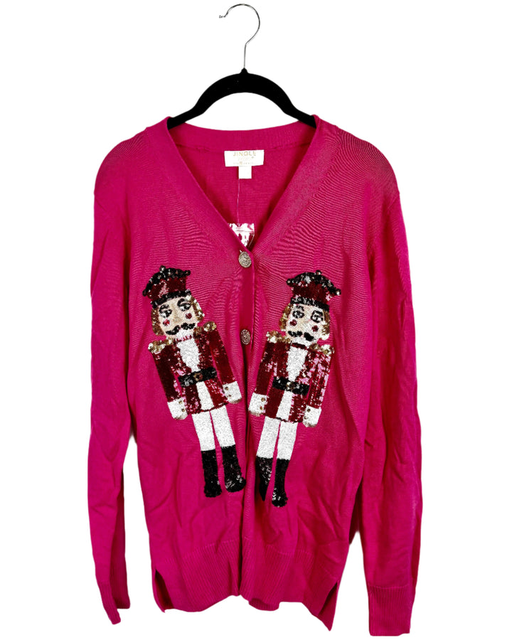 Hot Pink Nutcracker Sequin Holiday Cardigan - Size 4/6