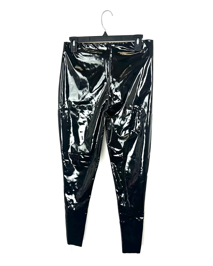 Black Shiny Faux Leather Pants - Medium