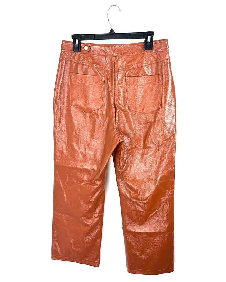 Copper Brown Faux Leather Pants - Size 8