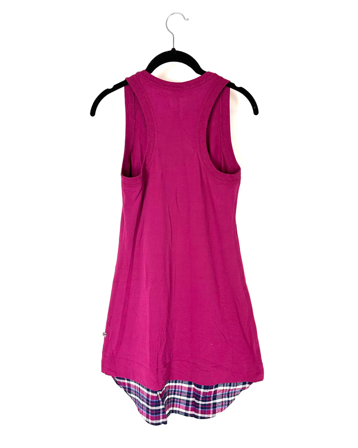 Magenta and Plaid Sleep Dress - Small