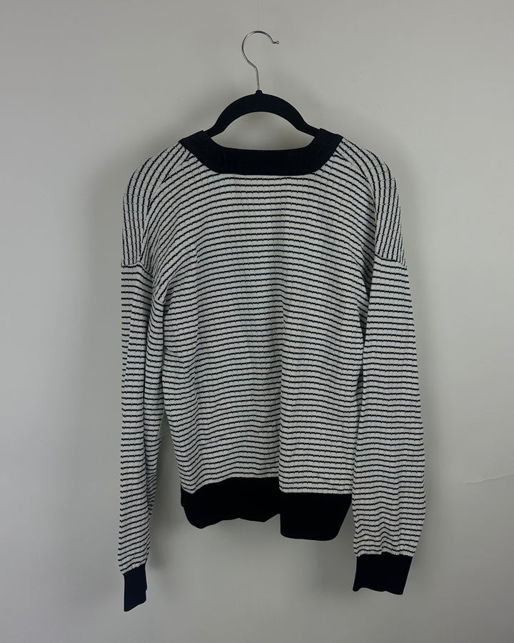 Black & White Button Up Cardigan - Small