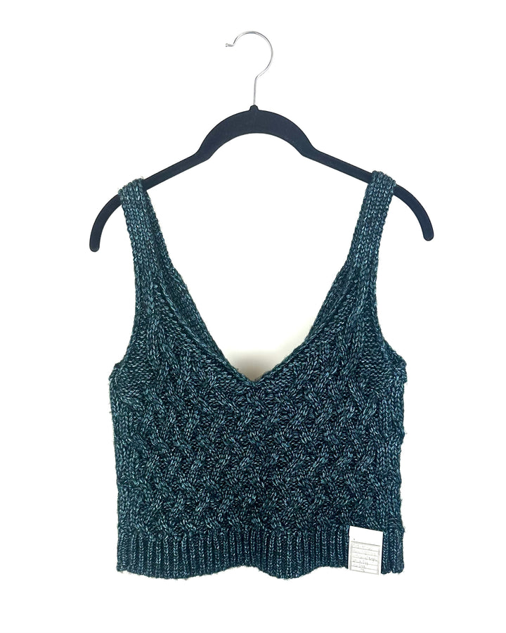 Teal & Black Shimmer Knit Tank Top - Small