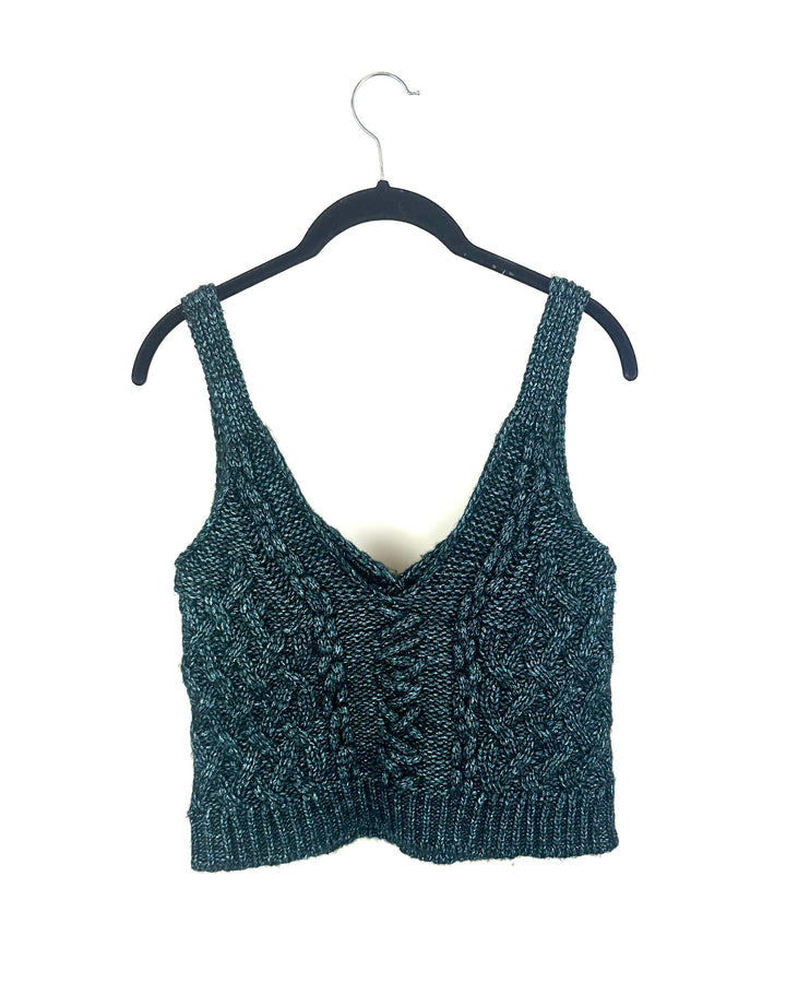 Teal & Black Shimmer Knit Tank Top - Small