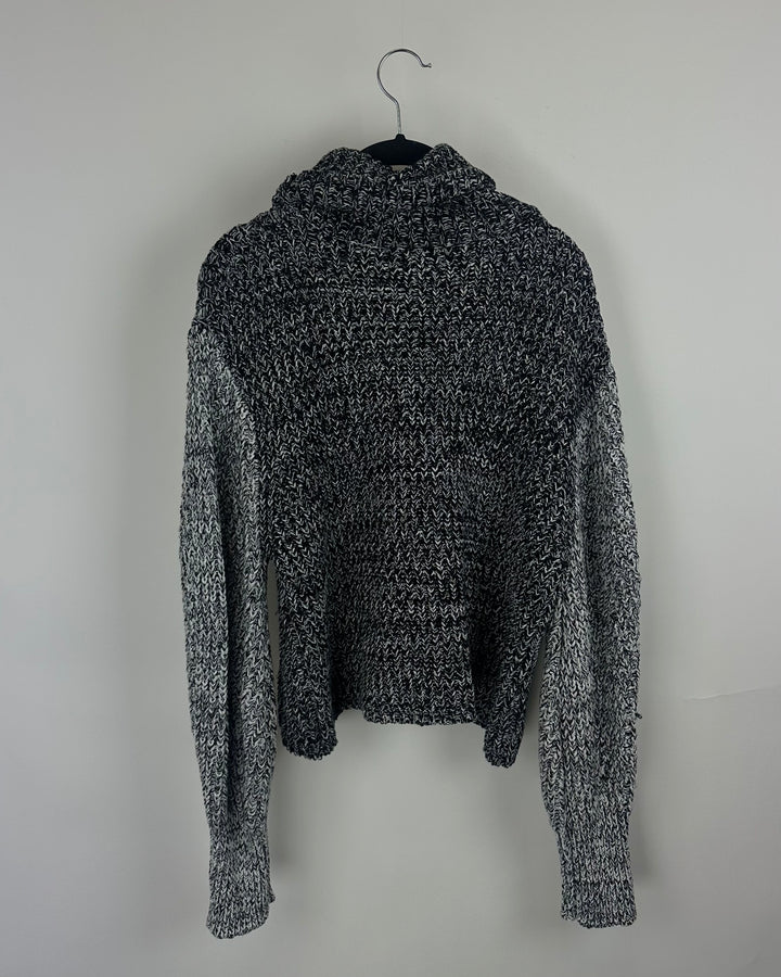 Black & White Knit Turtleneck Sweater - Small
