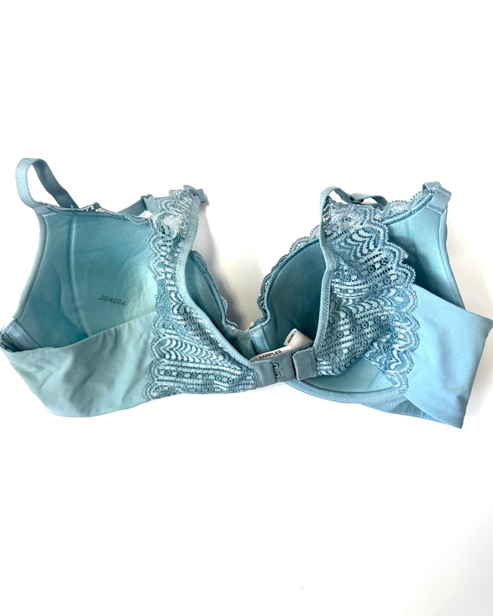 Teal Lace-Lined Bow Bra- 34B