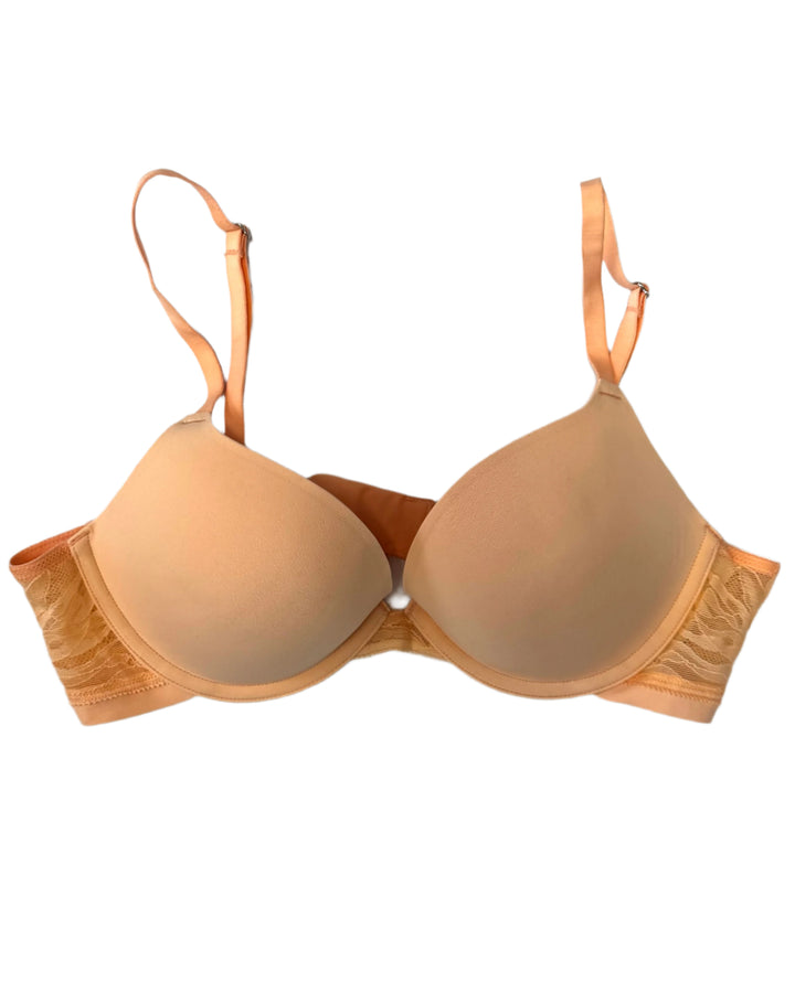 Peachy Orange Lace Push Up Bra - 34B