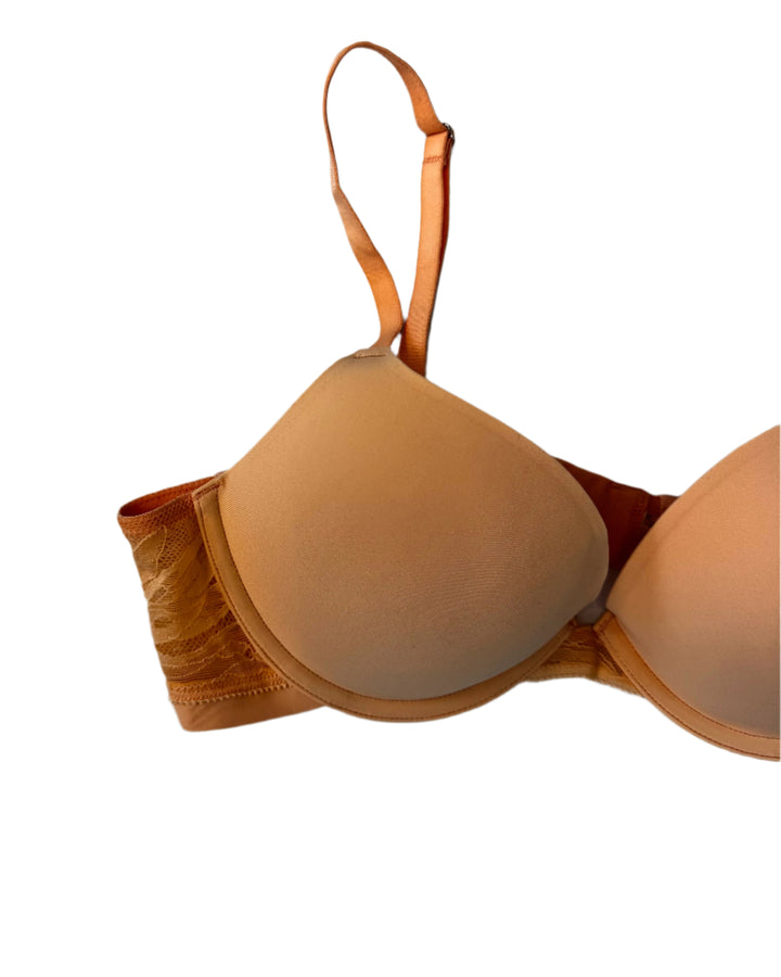 Peachy Orange Lace Push Up Bra - 34B