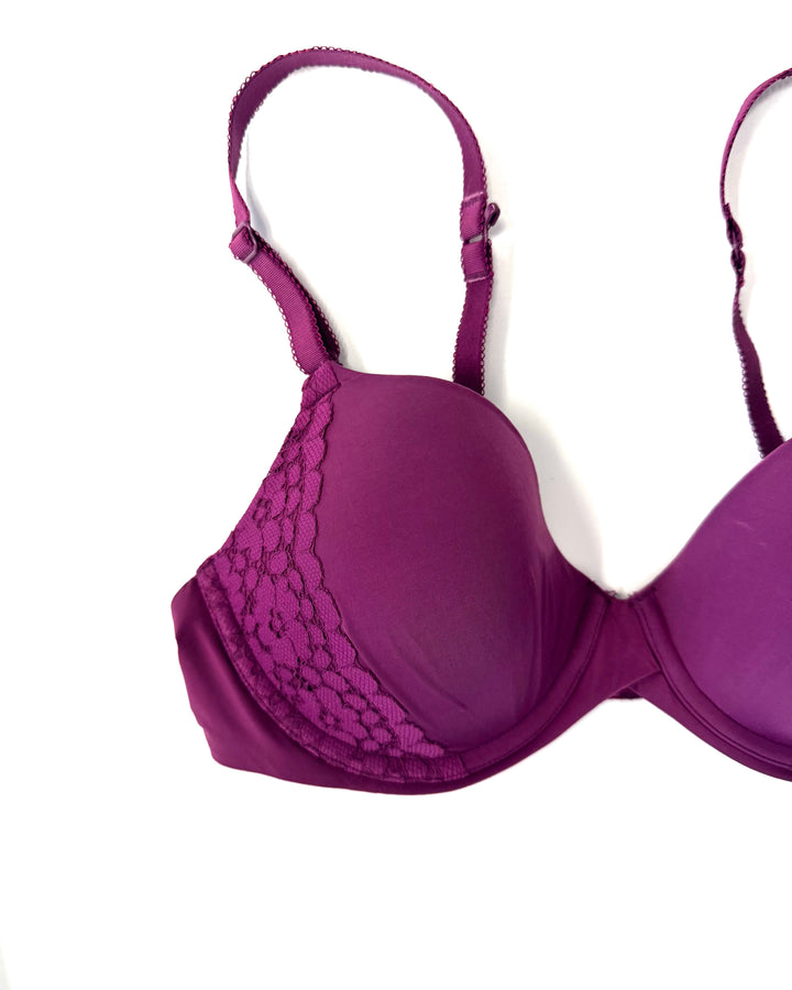 Plum Purple Underwire Lace Bra - 34B