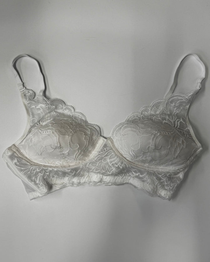White Lightly Lined Lace Bra - 34B