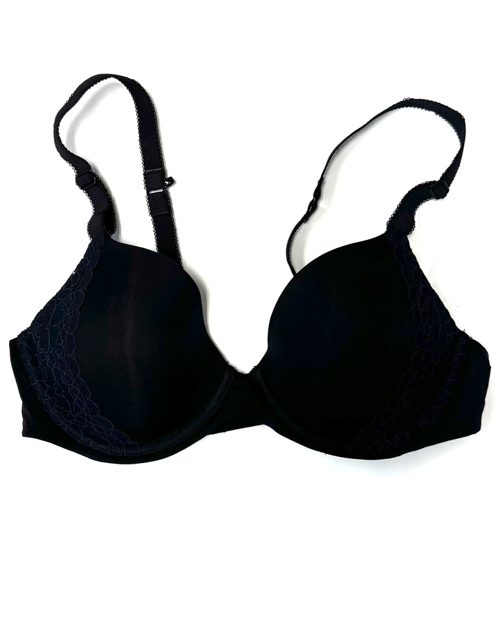 Black and Navy Lace Detail Bra - 34B
