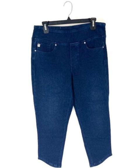 Dark Wash Slanted Hem Jeans - Size 12