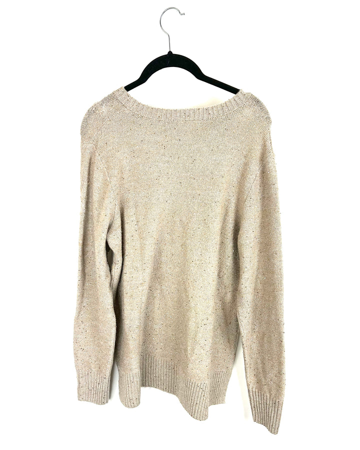 Light Brown Tassel and Sequin Sweater - Size 6/8