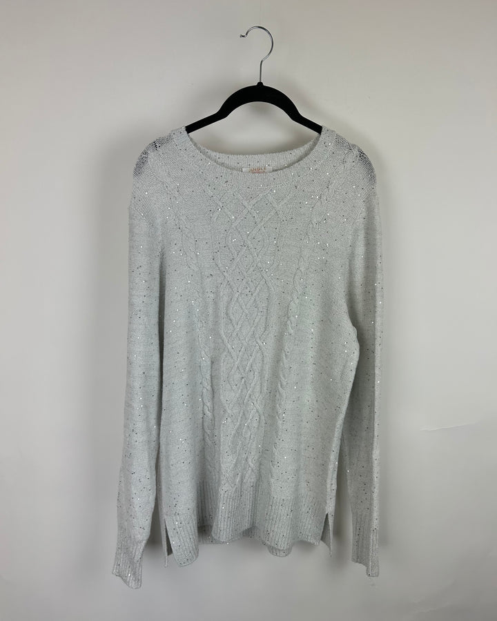 Light Gray Tassel and Sequin Sweater - Size 6/8