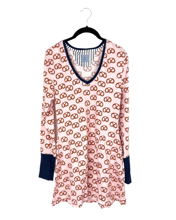 Pretzel Printed Pink Nightgown - Small