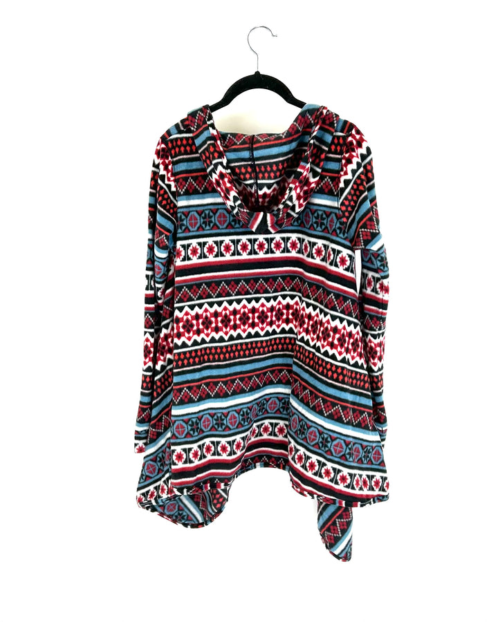 Geometric Print Fleece Hooded Cardigan - Size 6/8