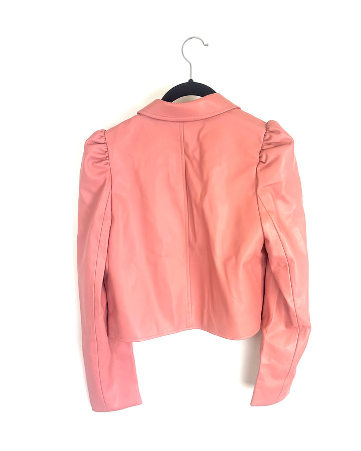 Blush Pink Faux Leather Blazer Jacket - Size 2