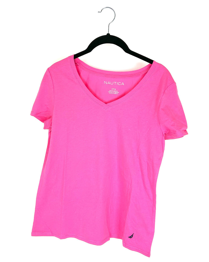 V-Neck Short Sleeve T-Shirt- Small
