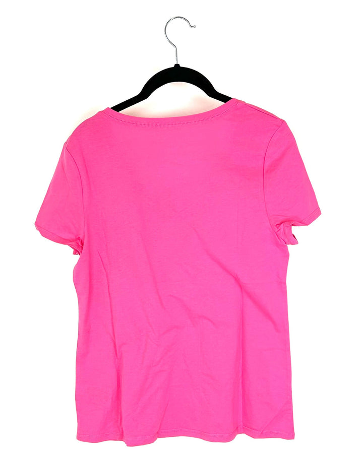 V-Neck Short Sleeve T-Shirt- Small
