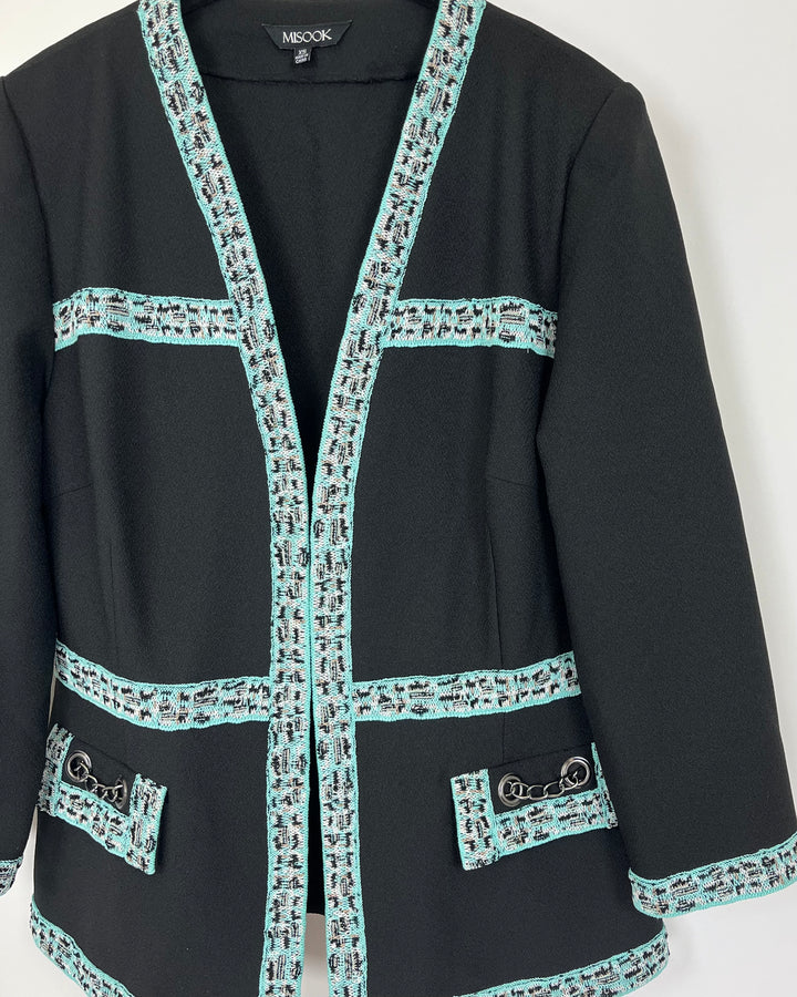 Black Knit Trim Cropped Sleeve Cardigan - Size 2-4