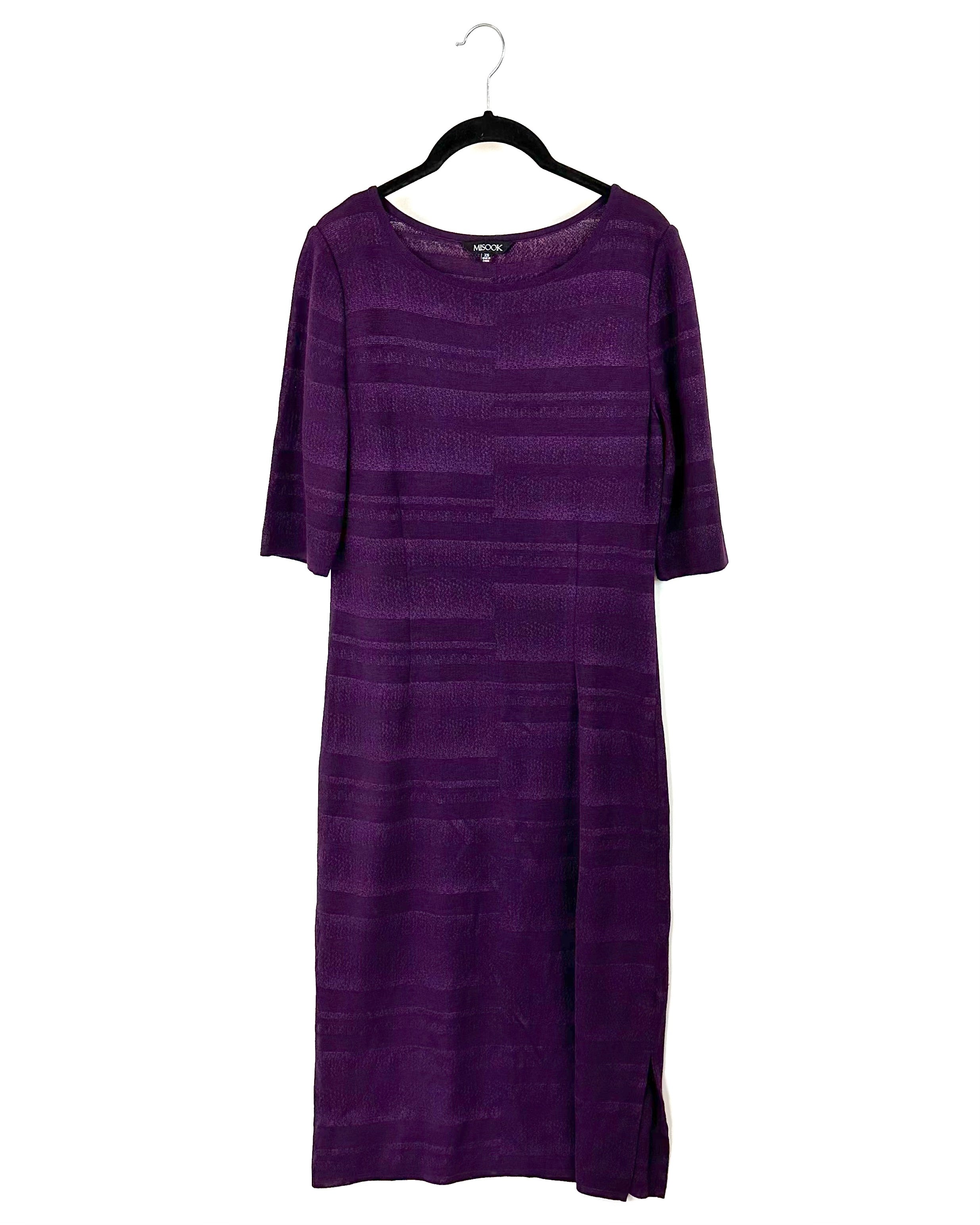 Purple Knit Midi Dress