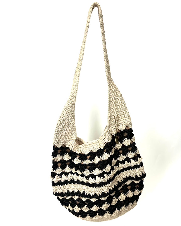 Black And White Crochet Shoulder Bag