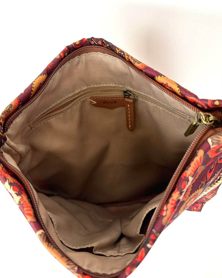 Red And Orange Floral Print Crossbody Bag