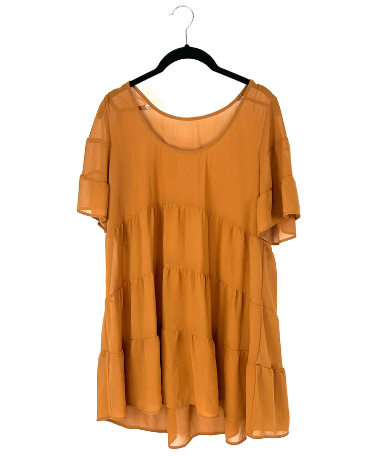 Brown Ruffle Dress - Small