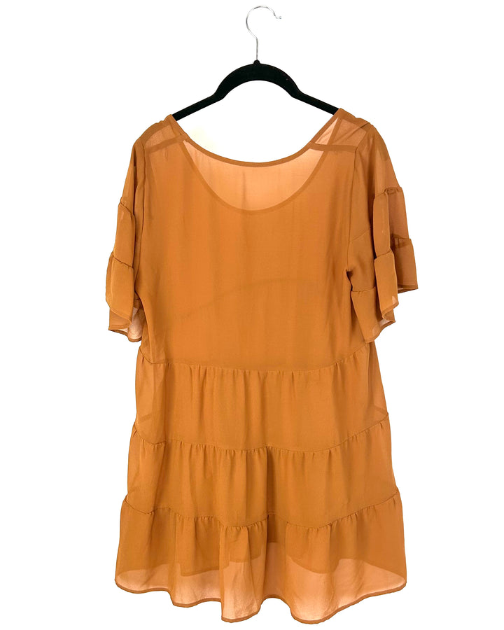 Brown Ruffle Dress - Small