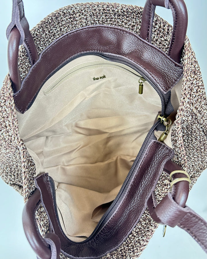 Brown Crochet Shoulder Tote Bag