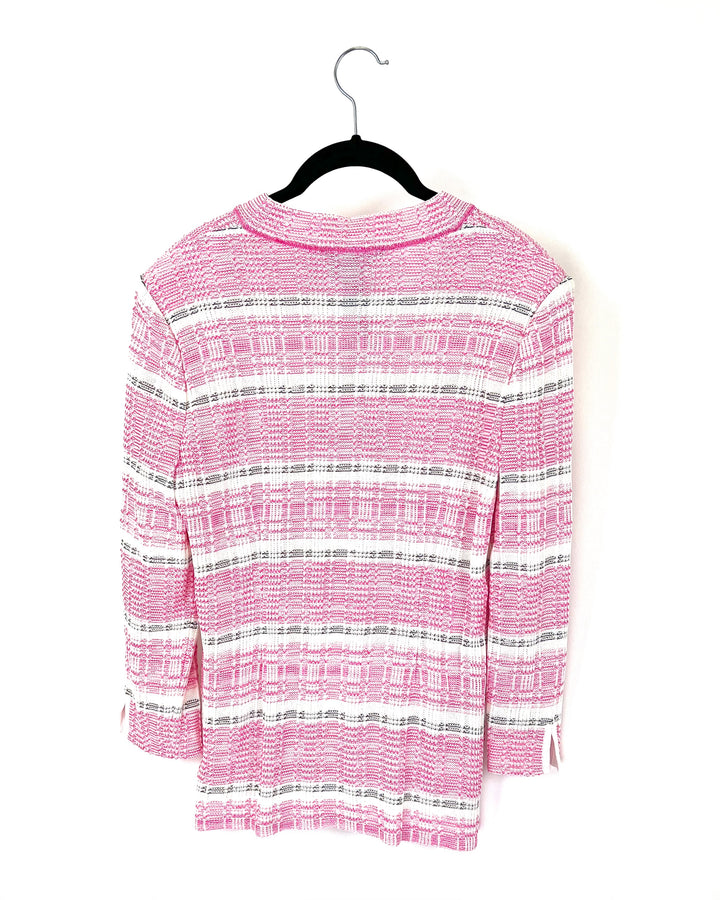 Pink White and Black Textured Cardigan - Size 2-4