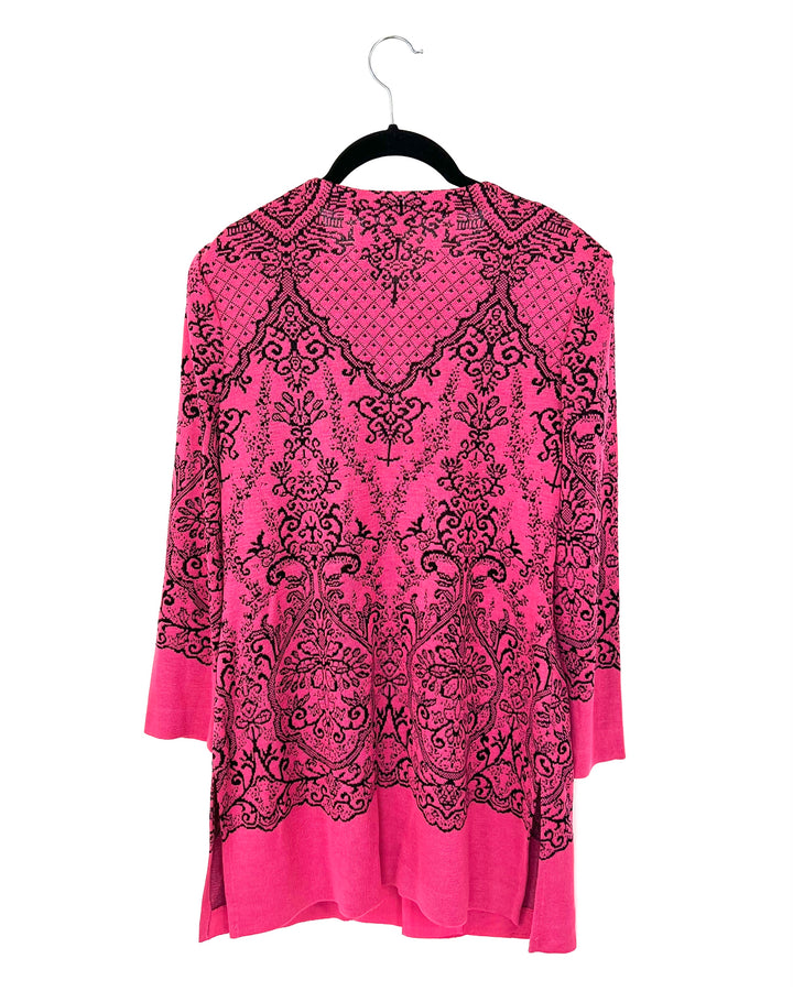 Pink And Black Paisley Print Cardigan - Size 2-4