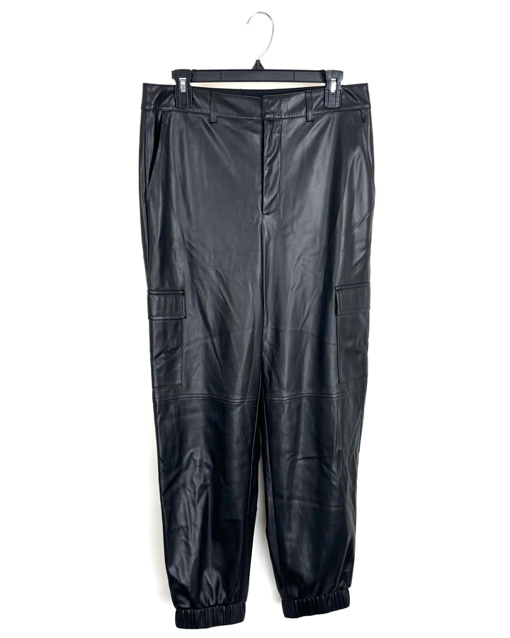 Black Faux Leather Joggers - Size 2/4