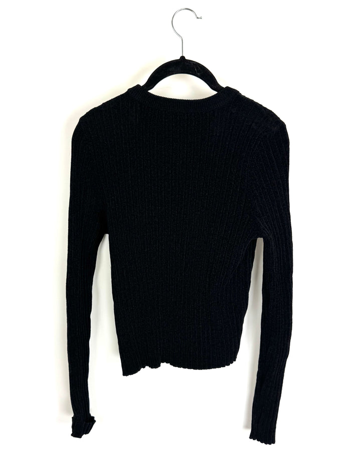 Black Cardigan With White And Gold Buttons - Size 2/4